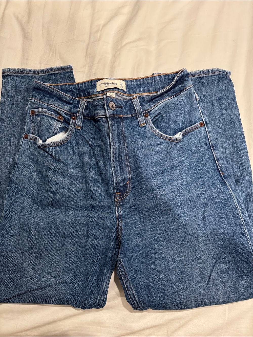 Abercrombie & Fitch Women's Classic Blue Straight-Leg Jeans